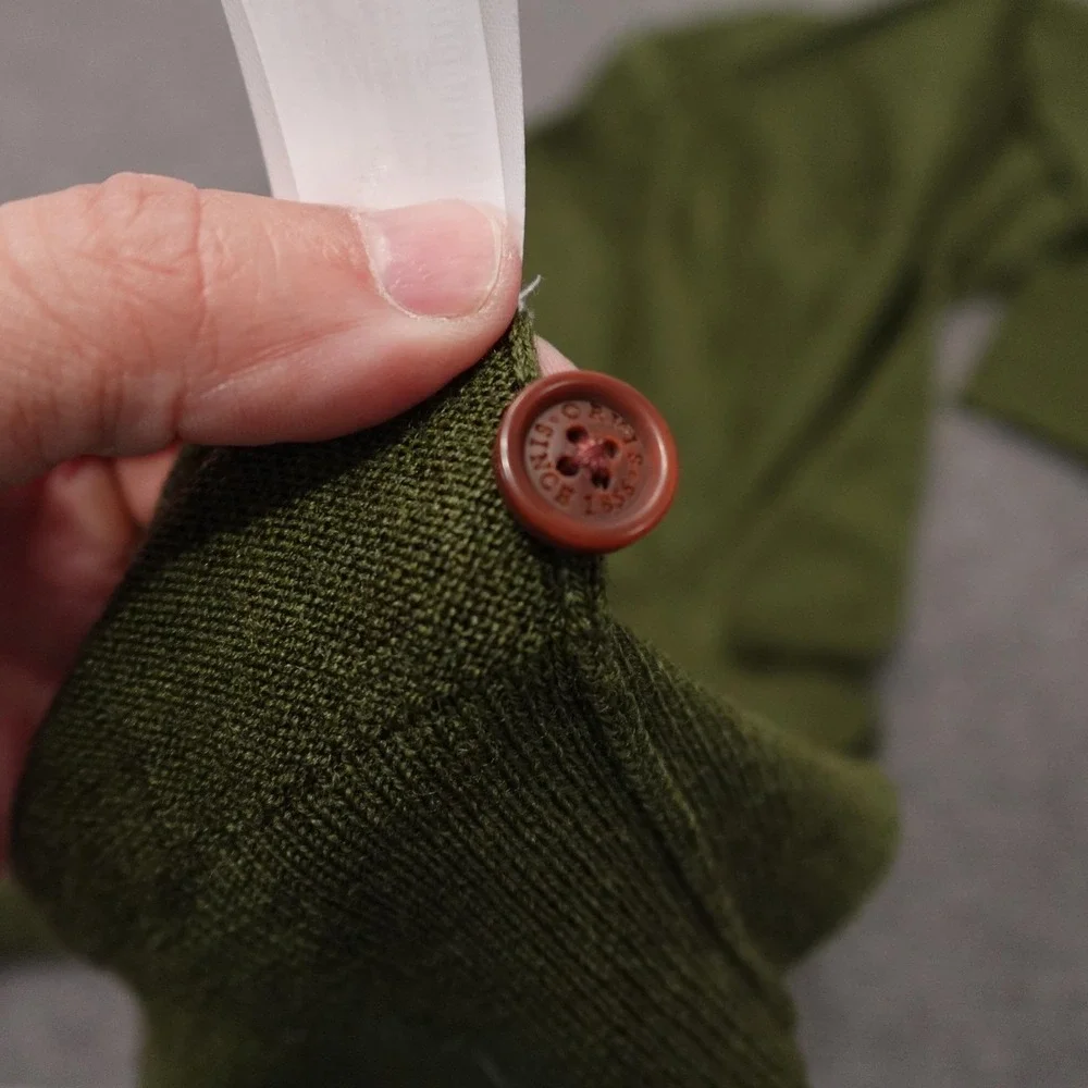 Orvis Sweater Mens XL Green Wool Knit Polo Collar Long Sleeve Pullover Casual